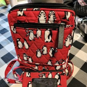 Vera Bradley Red Playful Penguin Crossbody and Zip ID